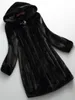 Fourrure de femme Faux Lautaro hiver luxe long manteau de vison noir femmes avec manches à capuche élégant épais chaud moelleux ry veste 6XL 7XL 221124