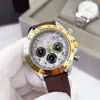 Chronograph Mens Gold Watch High-Quality Quartz Movement Wristwatches Timer Multifunktionell Designer Watch Rubber Strap Folding Clasp Uts￶kta klassiska klockor