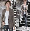 Trajes de mujer Blazers chaquetas 2022 elegante Casual pata de gallo estampado a cuadros manga larga Slim Fit señoras traje abrigo mujer grande de talla grande