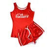 2023 Women Tracksuits Two Piece Set Jogging Suit Sexy Vest Shorts And Pants Belt Tether printed Outfits CY9098