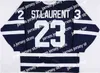Hockey indossa Nik1 Vintage personalizzato 23 Jeff St. Laurent University UNH HOCKEY OF HAMPSHIRE WILDCATS JERSEY Maglie blu