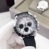 크로노 그래프 남성 골드 시계 고품질 석영 운동 손목 시계 타이머 다기능 디자이너 시계 고무 스트랩 접이식 걸쇠 절묘한 클래식 시계