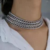 Choker High Quality Baguette 5A Cubic Zirconia CZ Iced Out Miami Cuban Link Chain Necklace Bling Silver Color For Women
