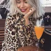 Damskie futro Donsignet Winter 2022 Lopard Print Płaszcz Hairy Plus Velvet Grusten retro luźna sztuczna kurtka dla kobiet