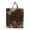 Emballage cadeau 50 pc/lot Rose motif sacs en plastique Shopping magasin de vêtements fournitures de fête de mariage