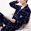 Men's Sleepwear Pajama Sets Simple Long Sleeve Cotton Top Pant Leisure Outwear Soft Autumn Winter Plus Size Loungewear 221124