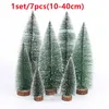 Christmas Decorations 1set/7 Pcs Miniature Tree 10-40 Cm Desktop Decor DIY Pine Needle Landscape Decoration Year Kids Gift