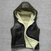 Winter warme Weste Jacke ärmellose Lederweste Herren Pelzmantel Hoodies Verdickung Oberbekleidung Tops Plus Größe 5XL