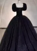 Robe de bal ￠ balle noire ￩l￩gante ch￩rie manches courtes ￠ lacets enti￨rement enti￨rement en tulle orgue