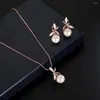 Collier boucles d'oreilles ensemble lisse femmes mariage 925 feuille perle cerceau mode bijoux accessoires goutte