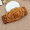 Belts Women Classic Double Flower Elastic Belt for Coat Korean Women's Fashion Dress Accessories Girdle Decorative