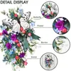 Couronne de fleurs décoratives colorées, couronne de papillons, porte de printemps et d'été, anneau de fleurs artificielles, décoration murale de chalet, fournitures de fête de mariage