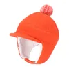 Bérets Hat Hat Kids Earflap beanie boy toison fille pompom chaude