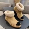 Winter Schneestiefel runde Zehen Frauen Bootkette Dekor Knöchelstiefel Slip-on Mode Wildleder Schuhe Frau Botas Mujer