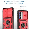 حالات فتحات البطاقة الخاتم الهجينة المقاومة للصدمات لـ Samsung Galaxy S23 Plus S22 Ultra S21 Fe A53 A33 A13 Slide Lens Protection Cover Funda