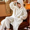 Женская одежда для сна зимних толстых фланелевых пижамных наборов с твердым теплой ночной одеждой и бархатны