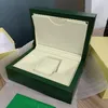 Luxury Green Watch Box Cases Original Withs Cards and Papers Certificate Handväskor Lådor för 116610 116660 116710 Klockor med Gift2177