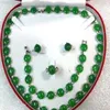 Mode-sieraden Edele charme groene jade ketting armband oorbel ring set