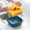 収納ボトルダブルレイヤー洗濯排水バスケットキッチンプラスチックフルーツプレート家庭用防塵野菜とふた付き