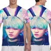 Мужские рубашки мужская футболка Min Yoongi Women Over Print Fashion Girl Shirts Boy Tops Tees футболки с коротким рукавом