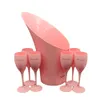 Rosa laranja plástico acrílico champanhe balde de gelo pc flauta de vinho e baldes de vidro refrigerador de vidro set2226