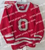 하키 NIK1 Custom Ohio State Buckeyes 2019 NCAA Hockey Jersey White Red Stitched Number Name Jersey S-3XL