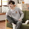 Men's Sleepwear Pajama Set For Man 2022 Fashion Sporty Pure Cotton High Quality Pijamas Pullover Nightwear Pyjama Homme Coton