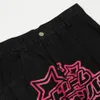 Men's Jeans Japanese Retro Stars Embroidery Washed Black Denim Mens Trousers Harajuku Straight Casual Couple Loose Oversize Jean Pants 221124