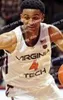 Баскетбол NCA1 NCAA Virginia Tech Hokies Basketball Jersey 23 Tyrece Radford 24 Kerry Blackshear Jr 42 Ty Outlaw 30 Dell Curry Custom