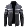 Men's Sweaters Men's Knitted Cardigan Zipper Closure Print Patchwork Stand Collar Male Jacket Sweater Simple