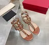 Designer Sandals Woman Nitets Flat Bottom Wedding Shoes äkta läder svart matt tre bälten Flip Sandal Red Dust Bag 35-44