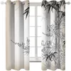 Rideau chinois personnalisé 3D rideaux occultants salon chambre El fenêtre noir et blanc Simple bambou prune