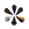Charms 1st Natural Stone Amethyst Agate Reiki Healing Pendulum h￤ngande smycken g￶r DIY halsband ￶rh￤nge rosa kristall