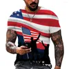 T-shirts pour hommes Mode USA Drapeau Modèle 3D Imprimer Chemise Été Streetwear Tendance O-cou À Manches Courtes Hommes Vêtements Haut Surdimensionné