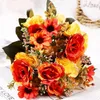 Decorative Flowers Bouquet Fake Small Bunch Rose Artificial Plant DIY Decoration Home Party Decor Beautiful Wedding Seductive