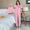 Vêtements de nuit pour femmes Pyjamas en coton pour femmes 3 pièces à manches courtes Shorts pantalons décontractés costumes en dentelle coréenne avec