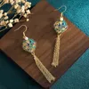 Party Favor Designer Chinese Style Palace Akcesoria Ruyi Peace Lock Imitacja Hetian Jade Tassel Kolczyki