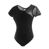 Scenkl￤der 2022 Dansgymnastik Leotard Cotton Vuxen Ballet Leotards for Women Ballerina Girls Black Mesh Splice