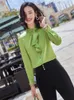 Women's Blouses 2022 Fall Plus Size Women's S-4XL Professional Office Female Shirt Casual Ruffled Long-sleeved Ladies Bottoming Top