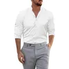 Hommes chemises décontractées hommes mode Style coréen vêtements couleur unie mince à manches longues col montant simple boutonnage chemise Vintage