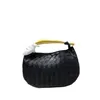 Moon half shark bag soft leather crinkle handbag leather woven bag large capacity hand carry underarm bag 221127