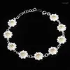 Bangle 2022 Jewelry Korean Flower Fashion Chrysanthemum Yellow Bracelet Silver/