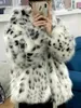 Women's Fur Faux Women Winter Coat Lady Casual Snow Leopard Print Jacket Female Thick Warm Mid-long Plush Outerwear 221124