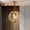 Chandeliers JMZM Crystal Chandelier Creative Ball Shape 레트로 빌라 연구 입구 복도 레스토랑 E14 광원