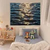 Tapissries River Tapestry Wall Decor Shimmering Sea Surface Landskap Semester sovrum dekoration sängkläder rum dekorativ