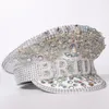 Berets Women Bride Military Hat For Lady Sergeant Bridal Rhinestone Hen Do Festival Captain Birthday Part Can Customize