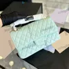 CC 가방 고급 브랜드 숄더 여자 민트 녹색 캐비어 가방 클래식 더블 플랩 골드 메탈 마화 체인 크로스 바디 ha
