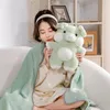 Kawaii Warmer Soft Fight Pig Plush لعبة حيوان محشو مع بطانية نوم للطفل صديقها صديقة هدية منزل أريكة ديكور سرير