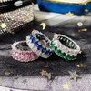 Br￶llopsringar Vagzeb Trend Bands for Women Blue/Green/Pink Teardrop CZ H￶gkvalitativ silverf￤rg Uttalande smycken