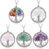 Кристаллическое гравий Жизненное дерево подвесное колье натуральные хрустальные каменные ожерелья модные аксессуары с цепью